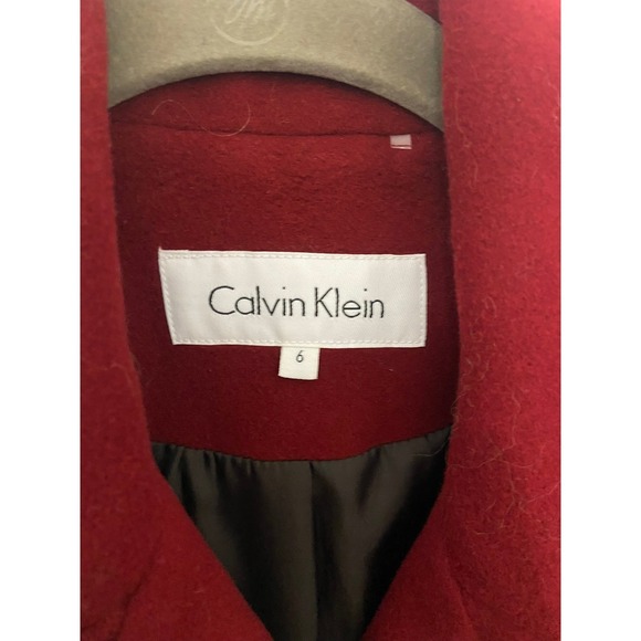Calvin Klein Red Double Breasted Wool Blend Peacoat Tailored Fit Women Size 6 - Picture 3 of 3